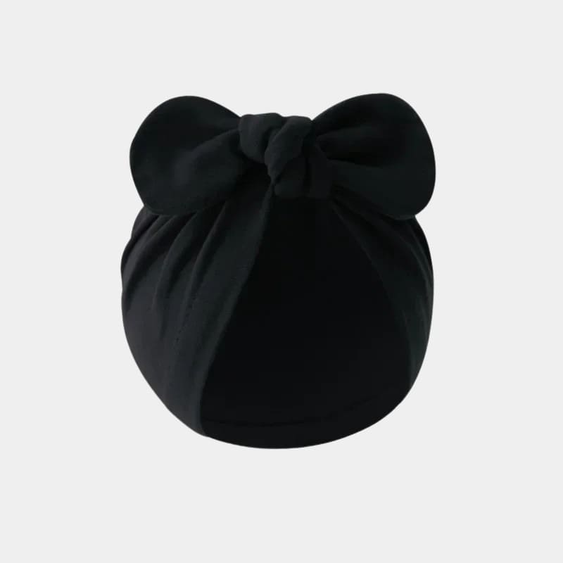 Bonnet turban bébé noir avec nœud