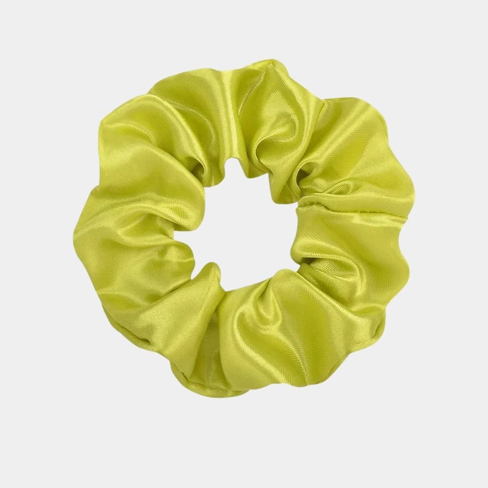 Chouchou en satin vert citron