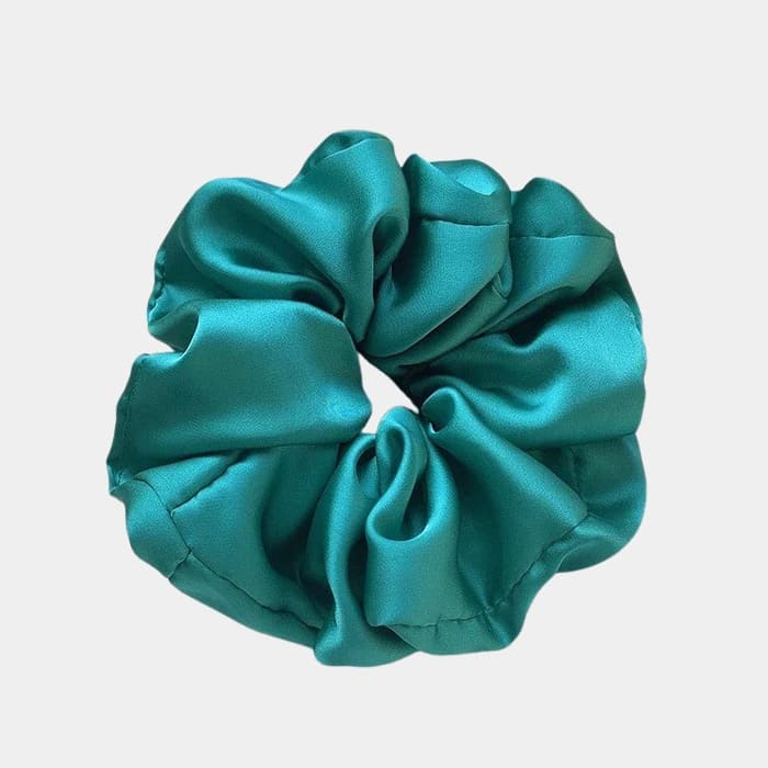 Gros chouchou turquoise en satin