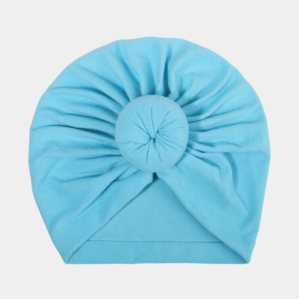 Turban bébé bleu ciel avec nœud