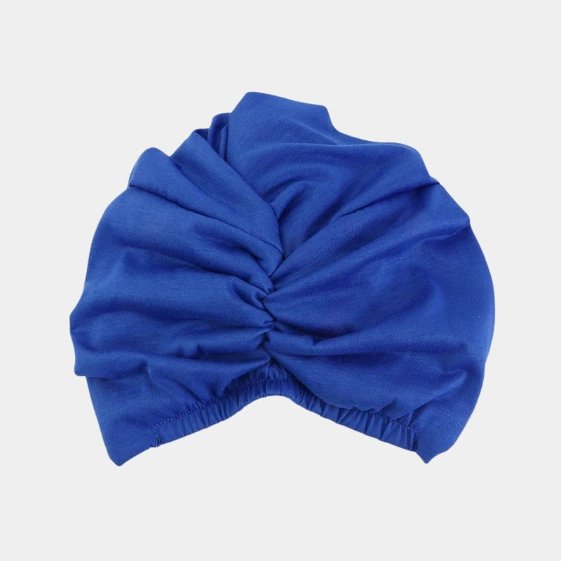 Turban bleu doublé en satin