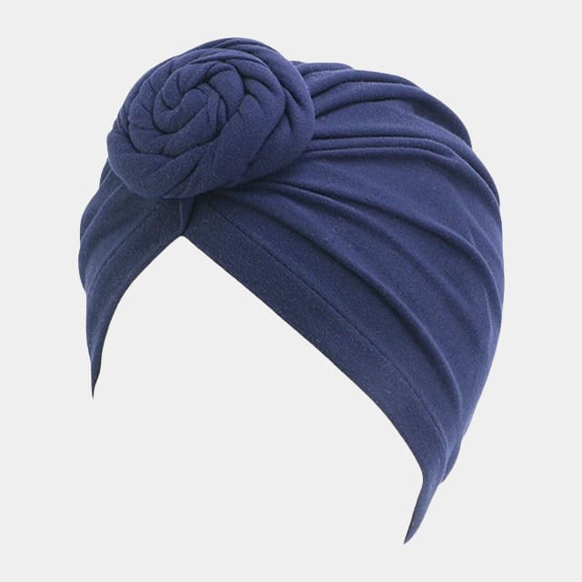 Turban bleu marine avec gros nœud