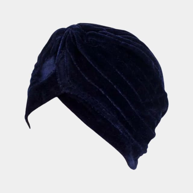 Turban bleu marine en velours