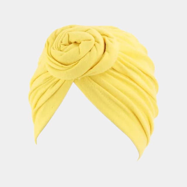 Turban jaune avec gros nœud