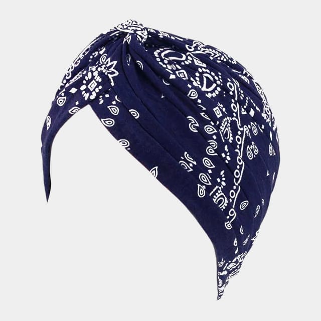 Turban motif bandana bleu