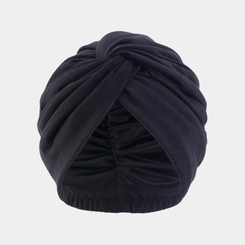 Turban noir doublé en satin
