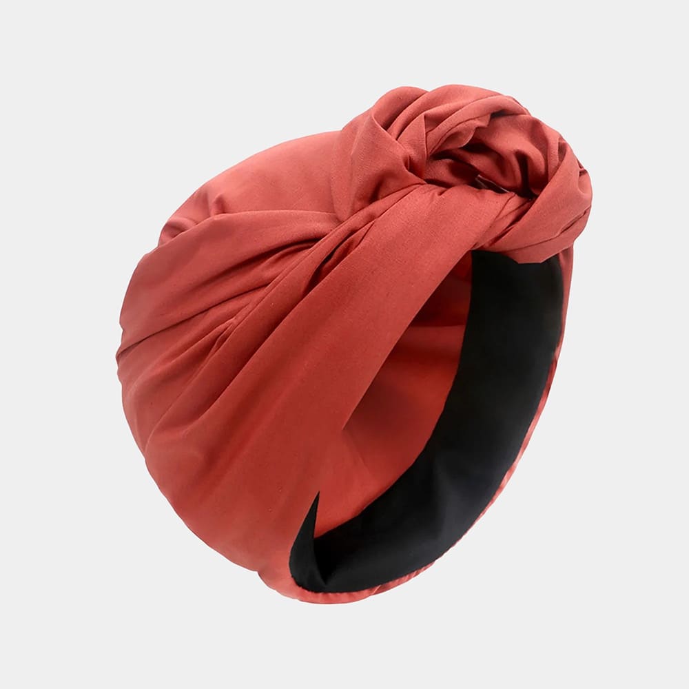 Turban rouge rouille avec nœud