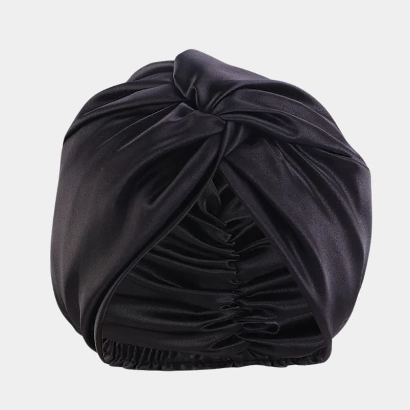 Turban en satin noir