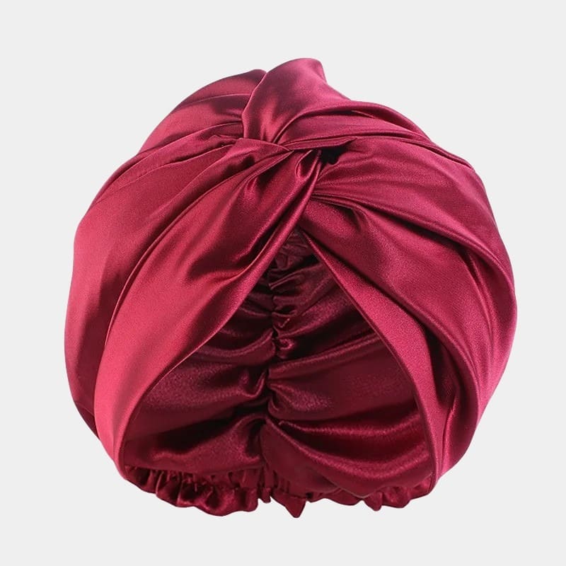 Turban en satin rouge