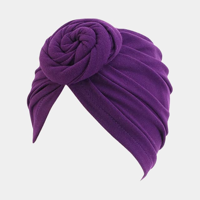 Turban violet foncé avec gros nœud